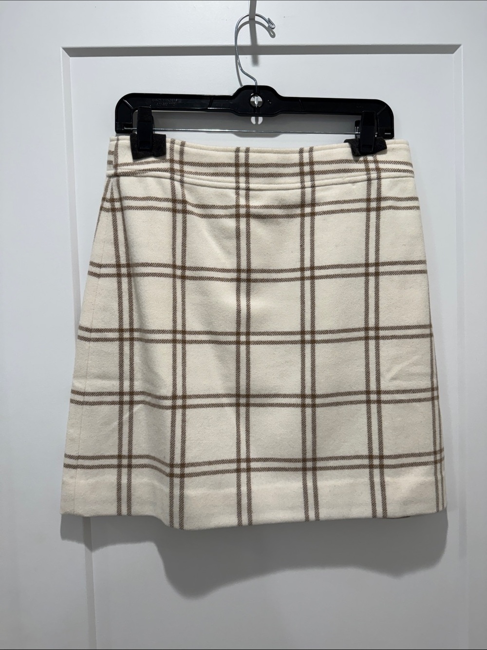 J Crew Cream Plaid Mini Skirt
